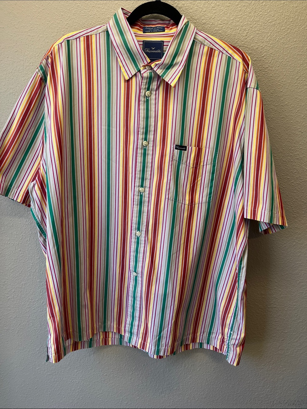 Faconnable multi colored short sleeve oxford button down. Size XL NWOT